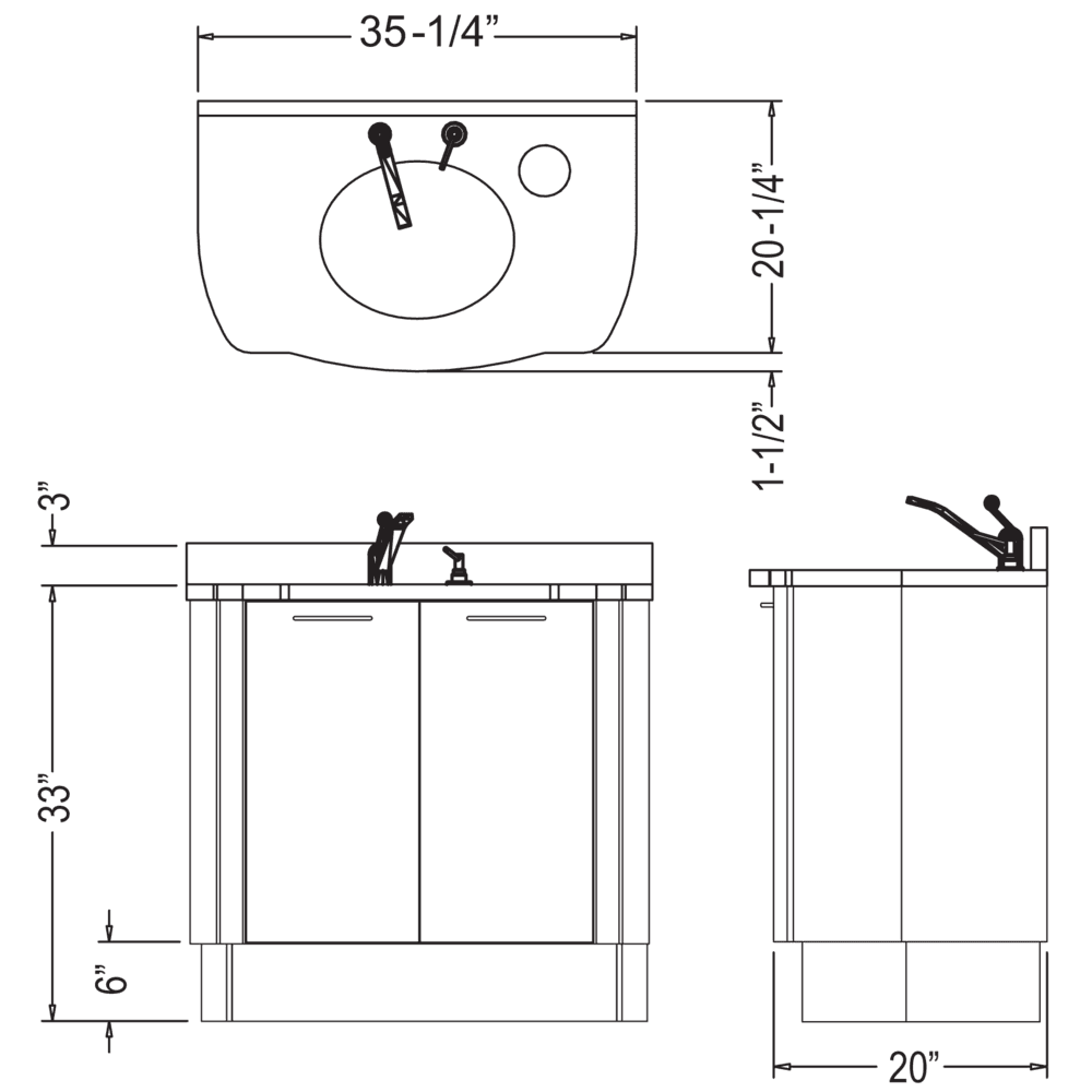 D-8 Sink Unit Dimensions
